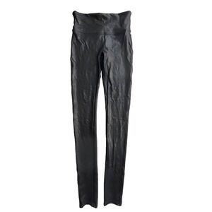 SPANX Faux Leather Leggings Womens M Black Slim Fit Compression